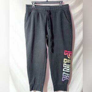 PINK Victoria's Secret Black Sweatpants with Rainbow PINK Leg Logo